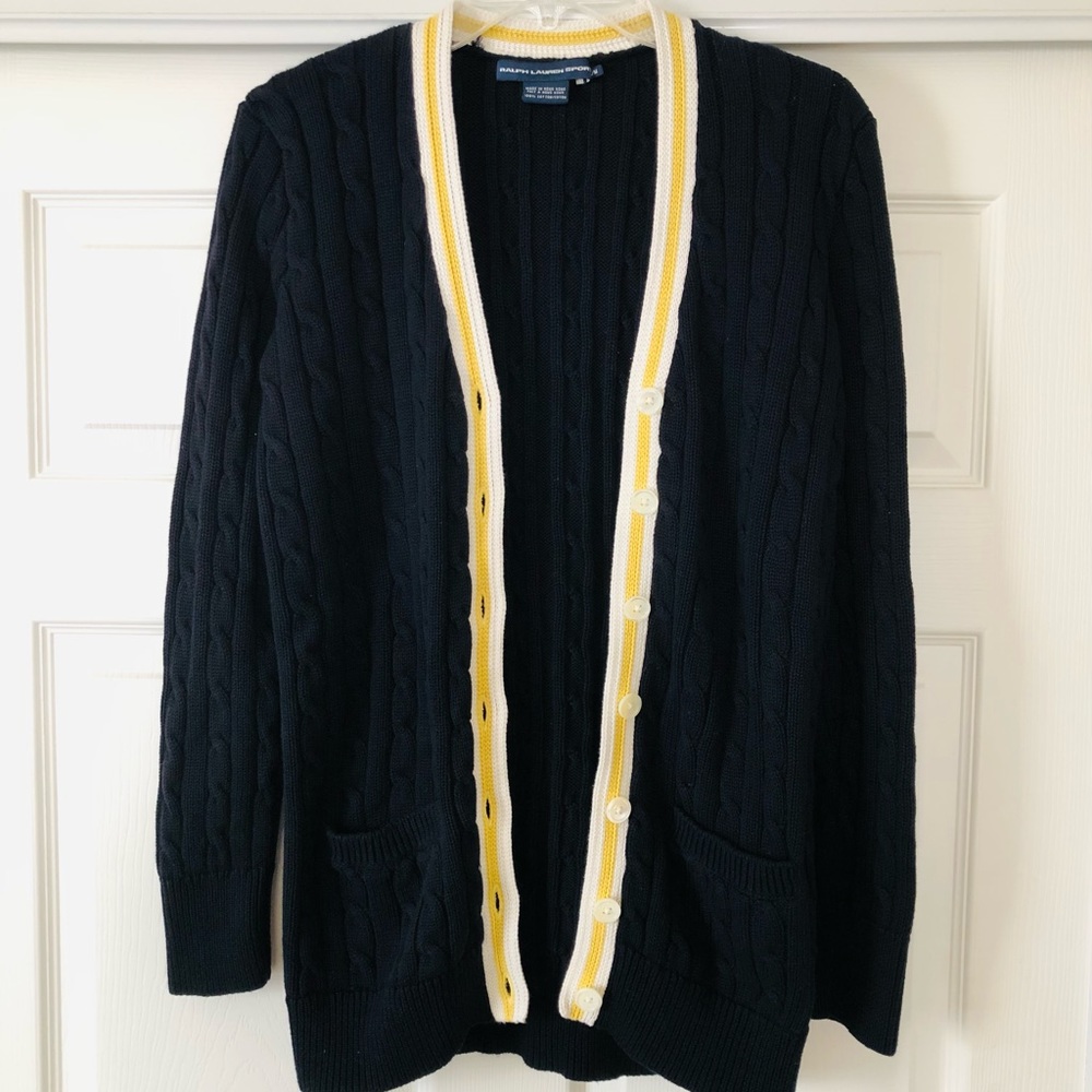 POLO RALPH LAUREN Navy Cable Knit Button Up Cardigan - Women’s Size M